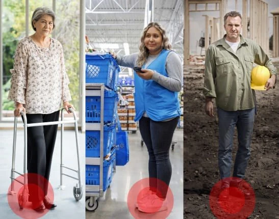 Personne ressentant des douleurs aux pieds, limitant les activités