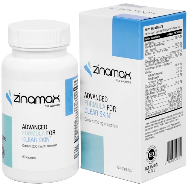 Flacon de Zinamax, complément pour une peau nette